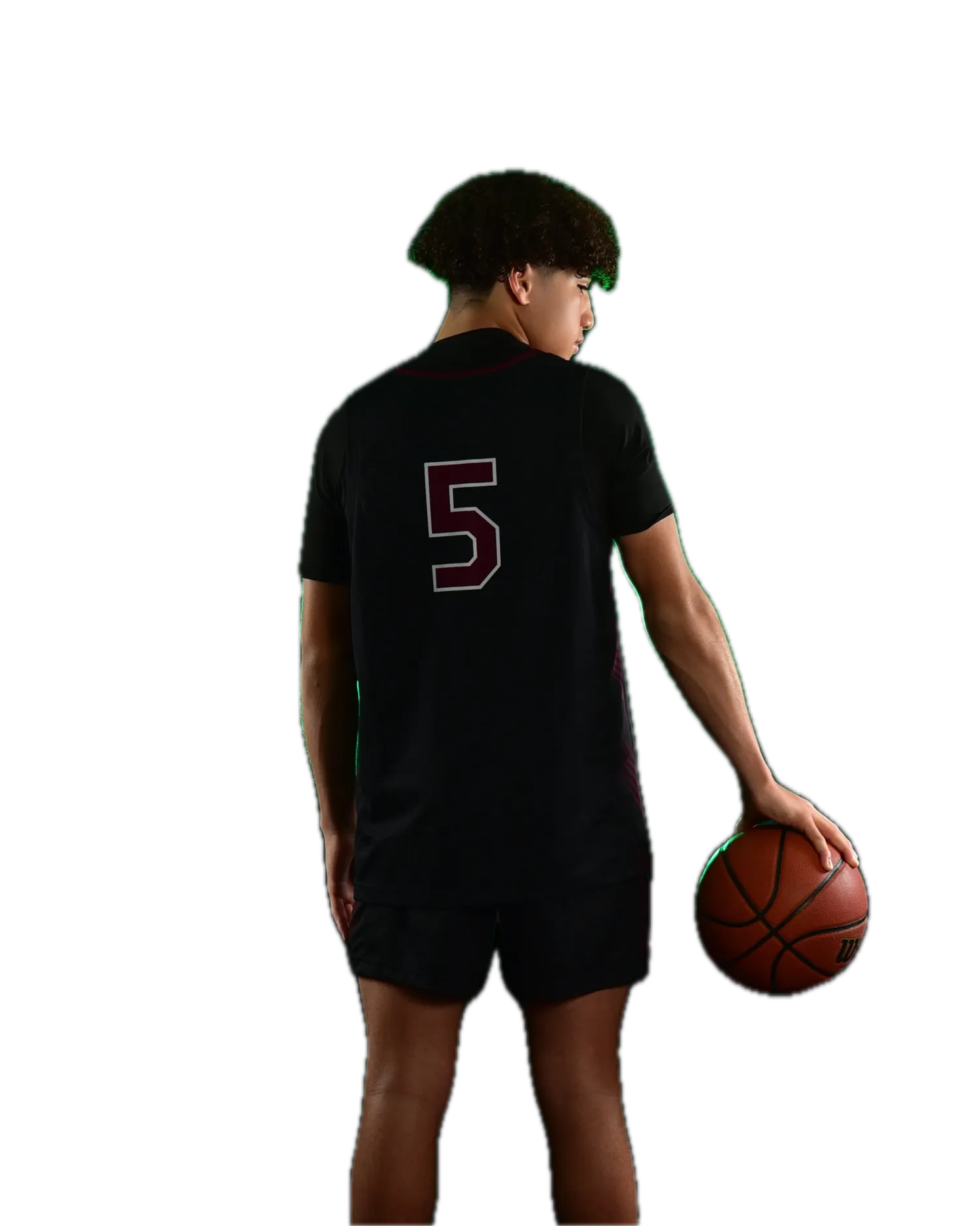 Basketball player in green smoke